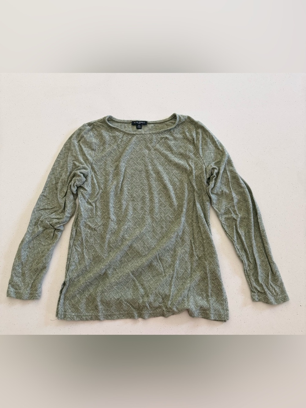 Mario Serrani Olive Green Long-Sleeve Textured Top